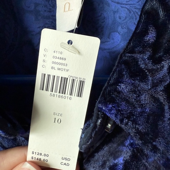 NWT Anthropologie Midnight Blue Velvet Button Down Shirt - Picture 5 of 8